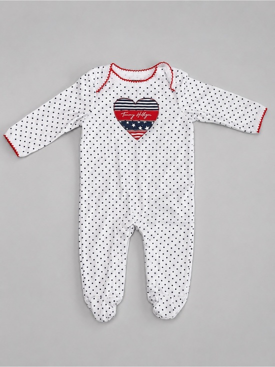 Tommy Hilfiger Other - Tommy Hilfiger Baby Girls Heart Footed Sleeper Polka Dot One Piece Pajamas 3-6M
